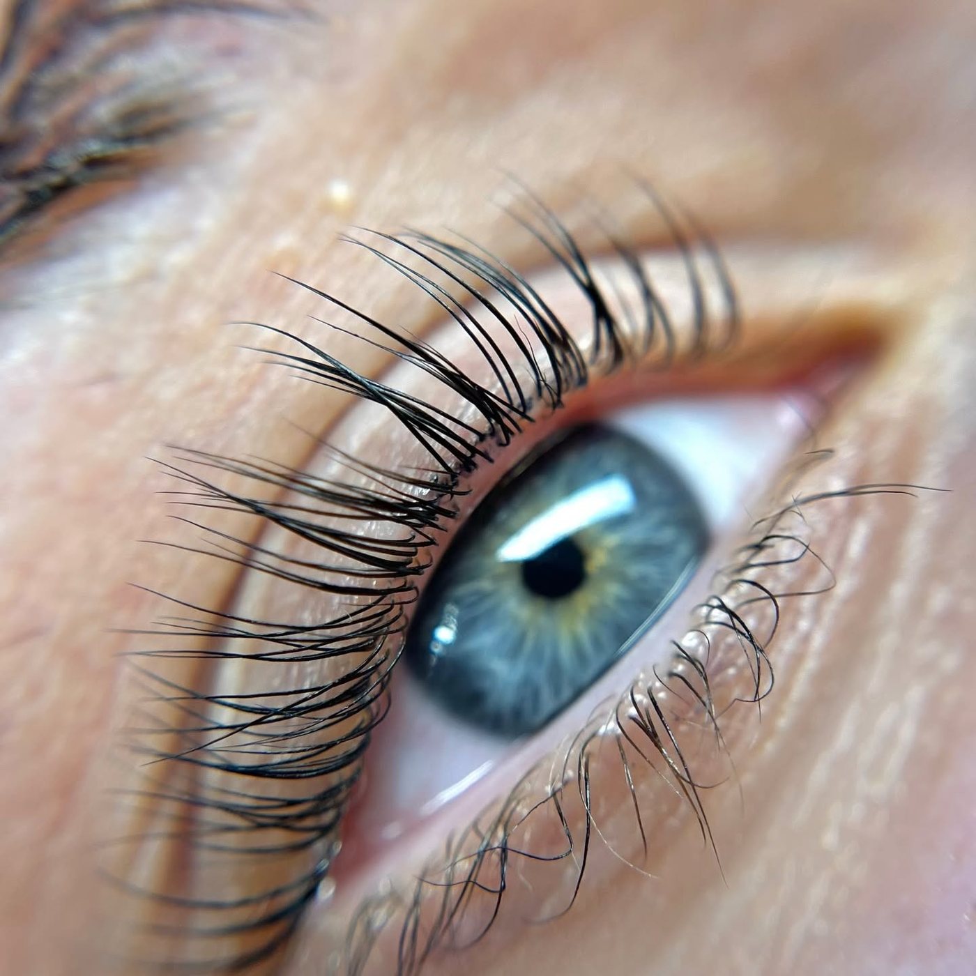 Gekrulde wimpers na een lash lift